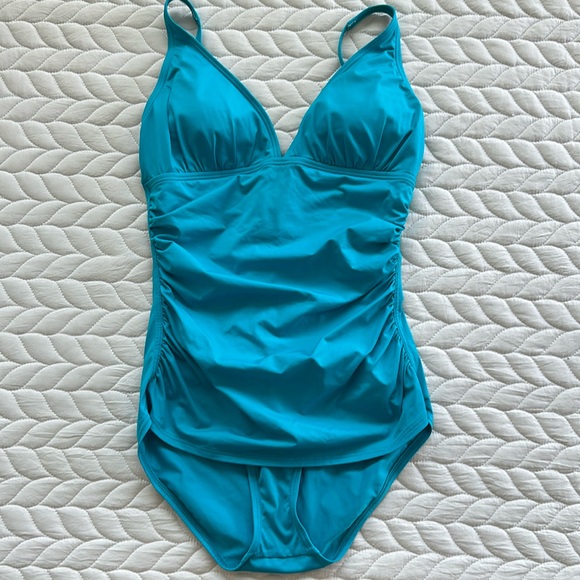 Tommy Bahama Turquoise One Piece Swimsuit - Picture 4 of 12